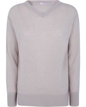 Rossopuro Long Sleeved V Neck Over Jumper - Grey