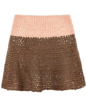 Loewe Two-Tone Crochet Paula S Ibiza Mini Skirt - Brown