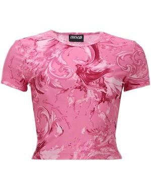 Versace Jeans Couture T-Shirt Con Stampa "Wave" - Pink