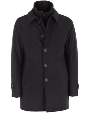 Herno Long Down Jacket With Buttons - Black