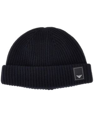 Emporio Armani Wool And Cashmere Beanie Hat - Blue