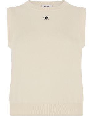 Celine Gilet Con Logo - Natural