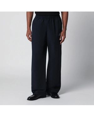 Willy Chavarria Pinstripe Jogging Trousers With Logo Embroidery - Black