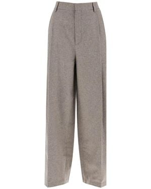 Filippa K Wide Pleated Flannel Trousers - Grey