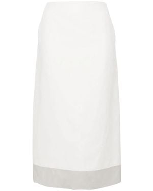 Max Mara Silk Midi Skirt - White