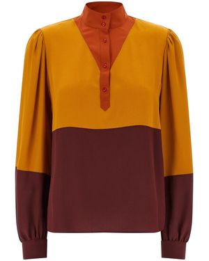 Saint Laurent Color-Block Blouse - Purple