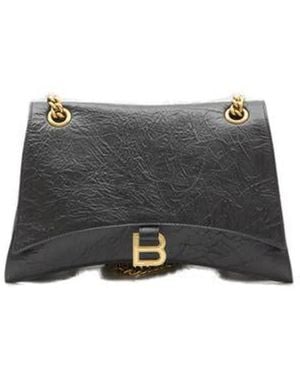 Balenciaga Leather Medium Crush Shoulder Bag - Grey