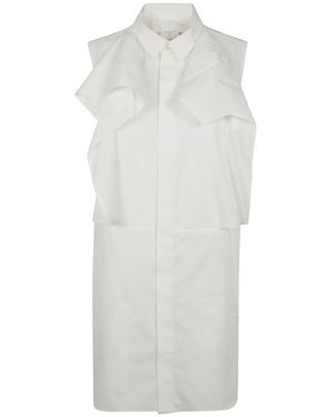 Sacai Ruffle Detail Shirt Dress - White
