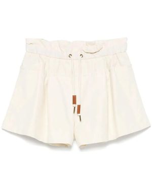Moncler Shorts With Layered Design And Drawstring On The Front - Natural