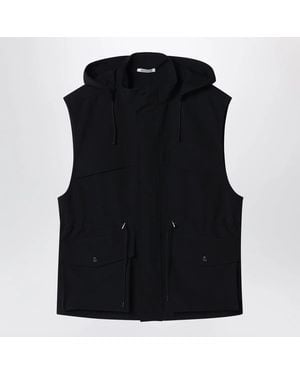 AURALEE Wool Canvas Gilet With Drawstring - Black