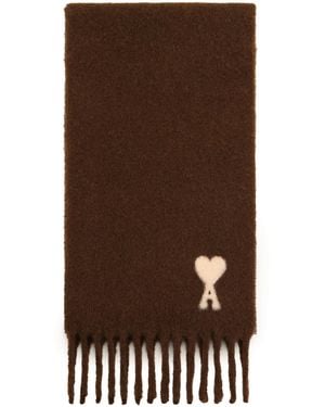 Ami Paris Alpaca Ami De Coeur Scarf - Brown
