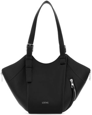 Loewe Chocolate Leather Hammock Flip Handbag - Black