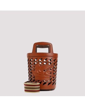 Etro Leather Coffa Bucket Bag - Brown