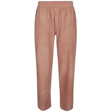 Via Masini 80 Suede Leather Trousers - Multicolour