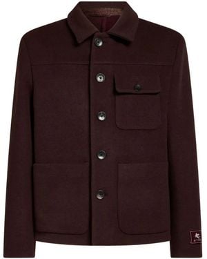 Etro Wool And Cashmere Jacquard Overshirt - Purple