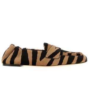 Stuart Weitzman Printed Leather Hair Bryant Loafers - White
