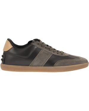Tod's Leather And Suede Trainers With Rubber Sole - Brown