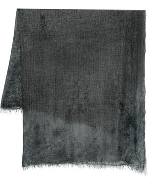 Avant Toi Daisy Print Scarf With Fringes 140X140 - Black