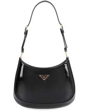 Prada Cleo Leather Shoulder Bag - Black