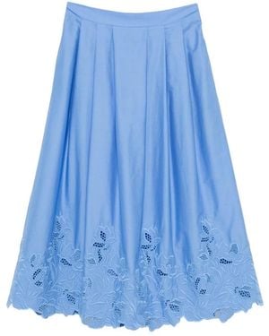 Ermanno Scervino Embroidered Cotton Skirt - Blue