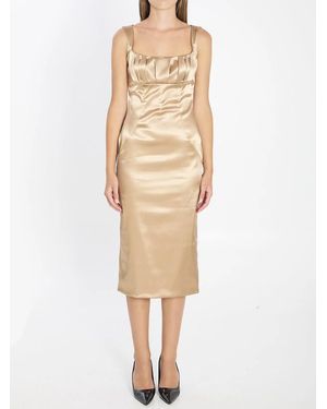 Dolce & Gabbana Dolce & Gabbana "Stretch Satin Long Dress" - Natural