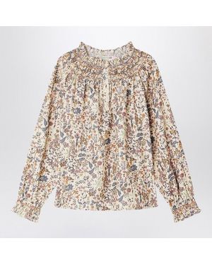 Bonpoint Multicolored Pétale Blouse With Gathers - Natural