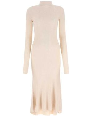 Balenciaga Sand Silk Blend Dress - White
