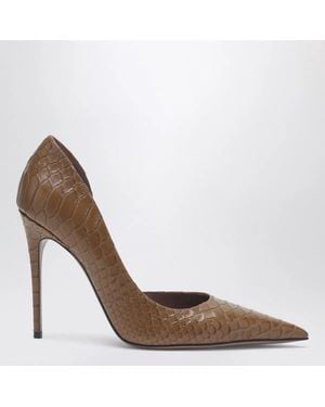 Paris Texas Vera 105 Coffee-Colored Leather Pumps With Python-Effect - Brown