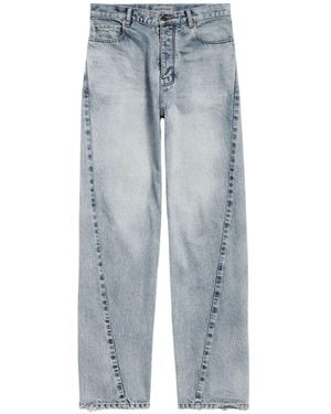 Balenciaga Faded Twisted-Seam Jeans - Blue