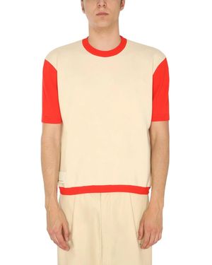 SUNNEI X ELEONORA BONUCCI T-Shirt With Contrasting Profiles - Orange