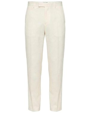 Fendi Wool Virgin Wool Viscose Trousers - Natural