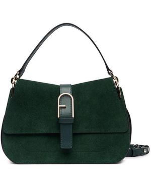 Furla Dark Suede Calf Leather Bag - Green