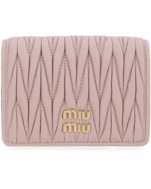 Miu Miu Small Matelassé Nappa Leather Wallet - Pink