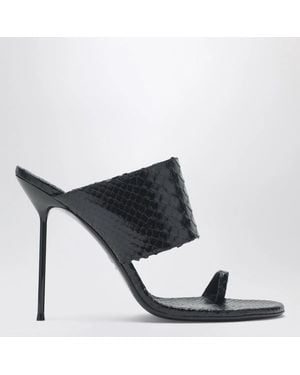 Paris Texas Lidia Python-Effect Leather Thong Mule - White