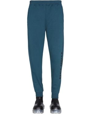 Helmut Lang Jogging Pants With Logo Print - Blue