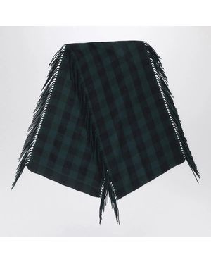 Destin British Check Wool And Cashmere Shawl - Green