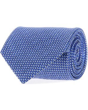 Brioni Crav. Stand. 8X150 Silk Micro Motif Print - Blue