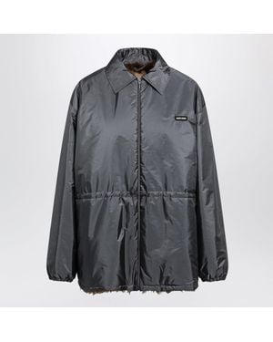 Miu Miu Technical Fabric And Shearling Blouson Jacket - Gray