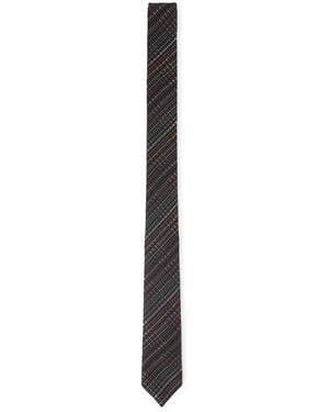 Paul Smith Signature Stripe Silk And Wool Tie - Black