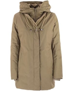Fay Technical Gabardine Toggle Coat - Natural