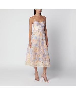Zimmermann Valiant Hydrangea Silk Linen Midi Dress - Pink