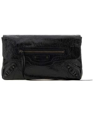 Balenciaga Leather Le City Clutch - Black