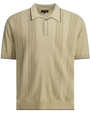 Beams Plus Cotton Textured Knit Button-Down Polo Shirt - Natural