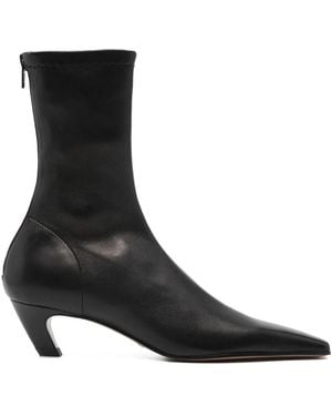 KHAITE Arizona Leather Ankle Boots - Black