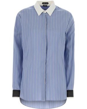 Tom Ford Embroidered Silk Shirt - Blue