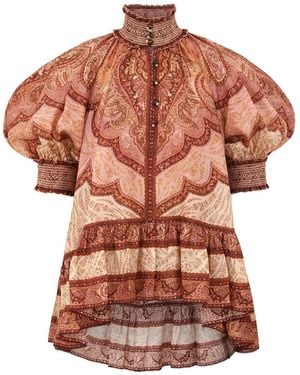 Zimmermann "Wanderlust" Ruffle Blouse - Orange