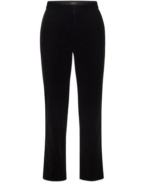 Fabiana Filippi Velvet-Textured Regular Fit Trousers With Side Pockets - Black
