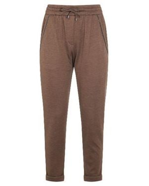 Brunello Cucinelli Chocolate Tone Cotton Silk Pants - Brown