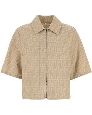 Fendi Short Sleeve Zip Jumpsuit - Natural