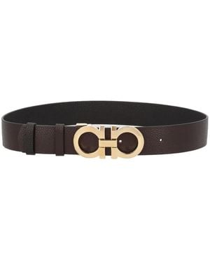 Ferragamo Reversible "Hooks" Belt - Black